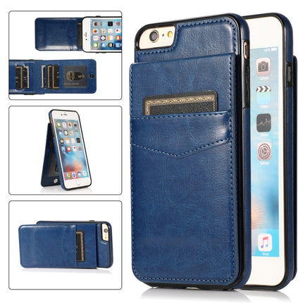 Solid Color PC + TPU Protective Case with Holder & Card Slots For iPhone 6(Blue)-garmade.com