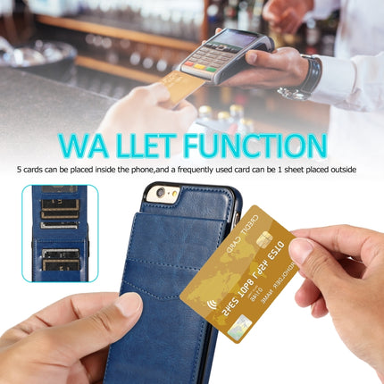 Solid Color PC + TPU Protective Case with Holder & Card Slots For iPhone 6(Blue)-garmade.com