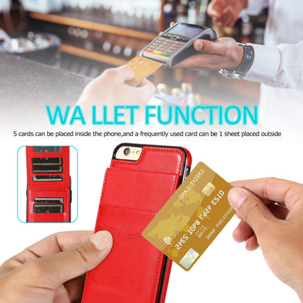 Solid Color PC + TPU Protective Case with Holder & Card Slots For iPhone 6(Red)-garmade.com