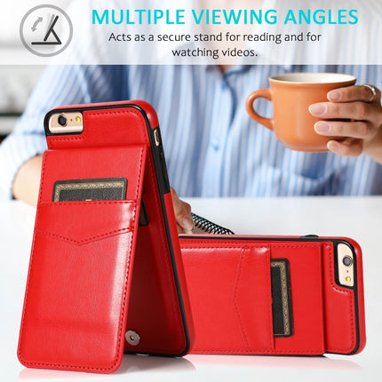 Solid Color PC + TPU Protective Case with Holder & Card Slots For iPhone 6(Red)-garmade.com