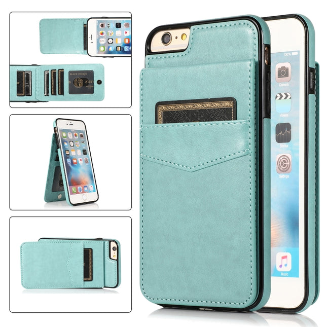 Solid Color PC + TPU Protective Case with Holder & Card Slots For iPhone 6(Green)-garmade.com