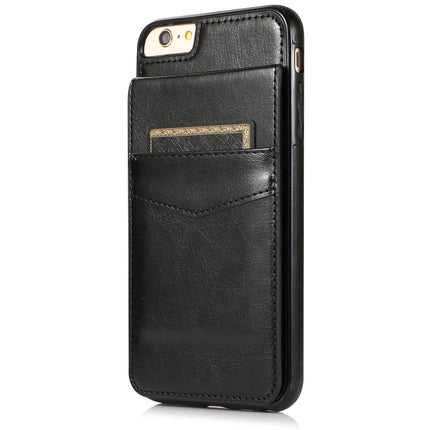 Solid Color PC + TPU Protective Case with Holder & Card Slots For iPhone 6 Plus(Black)-garmade.com