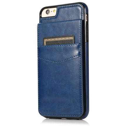 Solid Color PC + TPU Protective Case with Holder & Card Slots For iPhone 6 Plus(Blue)-garmade.com