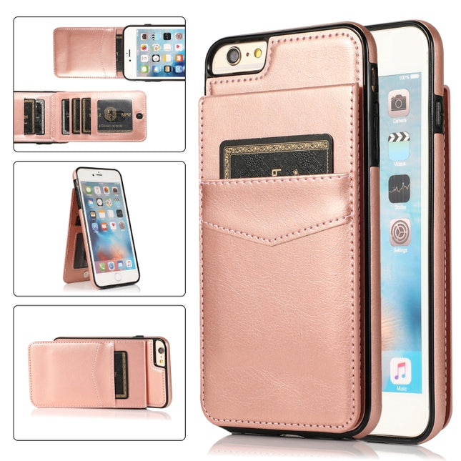Solid Color PC + TPU Protective Case with Holder & Card Slots For iPhone 6 Plus(Rose Gold)-garmade.com