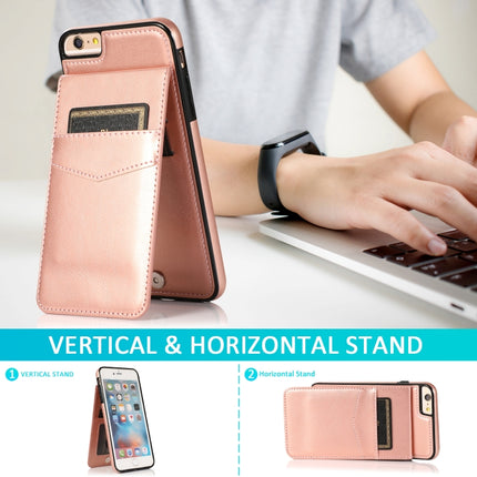 Solid Color PC + TPU Protective Case with Holder & Card Slots For iPhone 6 Plus(Rose Gold)-garmade.com