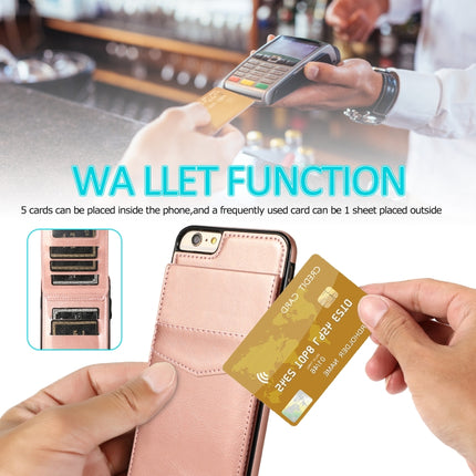 Solid Color PC + TPU Protective Case with Holder & Card Slots For iPhone 6 Plus(Rose Gold)-garmade.com