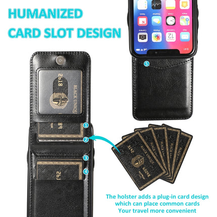 Solid Color PC + TPU Protective Case with Holder & Card Slots For iPhone XS / X(Black)-garmade.com