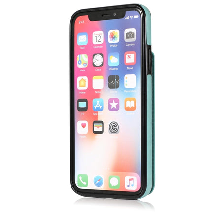 Solid Color PC + TPU Protective Case with Holder & Card Slots For iPhone XS / X(Green)-garmade.com