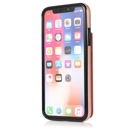 Solid Color PC + TPU Protective Case with Holder & Card Slots For iPhone XS / X(Rose Gold)-garmade.com