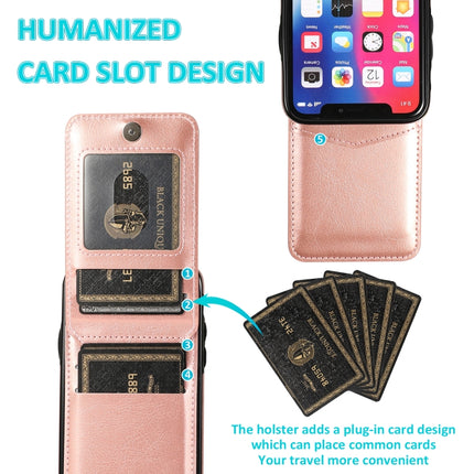 Solid Color PC + TPU Protective Case with Holder & Card Slots For iPhone XS / X(Rose Gold)-garmade.com