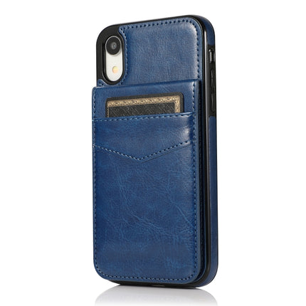 Solid Color PC + TPU Protective Case with Holder & Card Slots For iPhone XR(Blue)-garmade.com