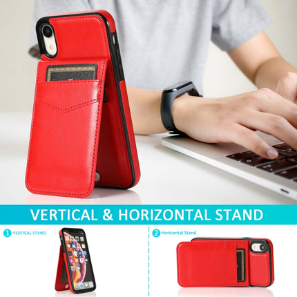 Solid Color PC + TPU Protective Case with Holder & Card Slots For iPhone XR(Red)-garmade.com