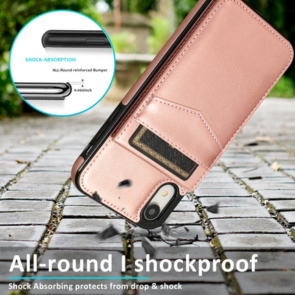 Solid Color PC + TPU Protective Case with Holder & Card Slots For iPhone XR(Rose Gold)-garmade.com