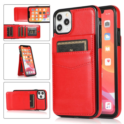Solid Color PC + TPU Protective Case with Holder & Card Slots For iPhone 11(Red)-garmade.com