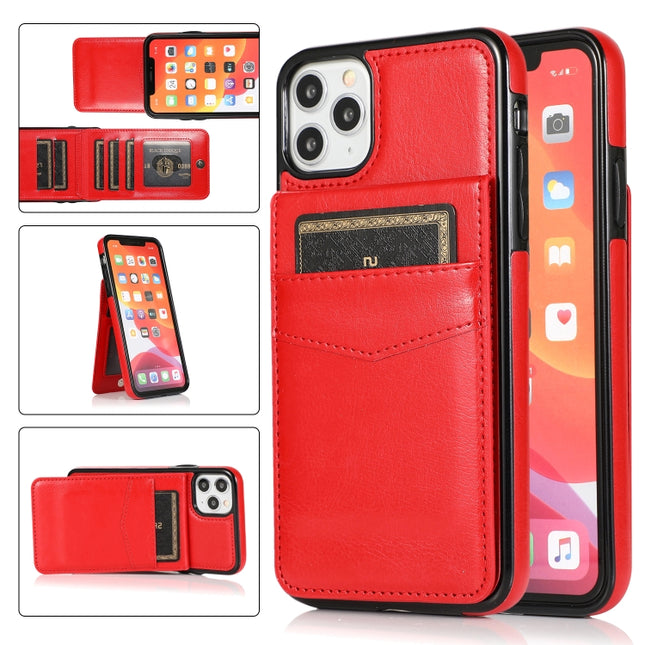 Solid Color PC + TPU Protective Case with Holder & Card Slots For iPhone 11(Red)-garmade.com
