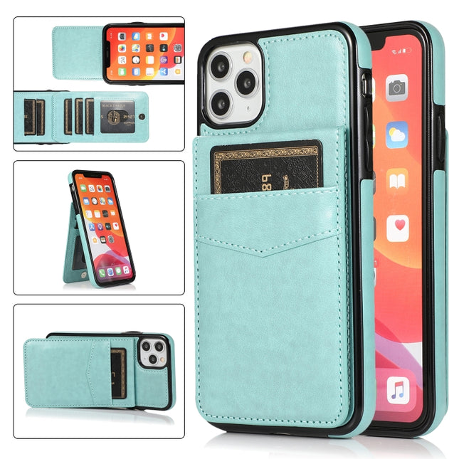Solid Color PC + TPU Protective Case with Holder & Card Slots For iPhone 11(Green)-garmade.com