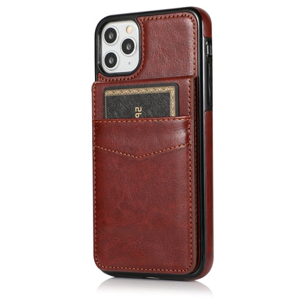 Solid Color PC + TPU Protective Case with Holder & Card Slots For iPhone 11 Pro(Brown)-garmade.com