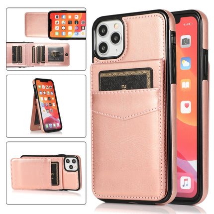 Solid Color PC + TPU Protective Case with Holder & Card Slots For iPhone 11 Pro(Rose Gold)-garmade.com