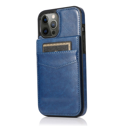 Solid Color PC + TPU Protective Case with Holder & Card Slots For iPhone 12 / 12 Pro(Blue)-garmade.com