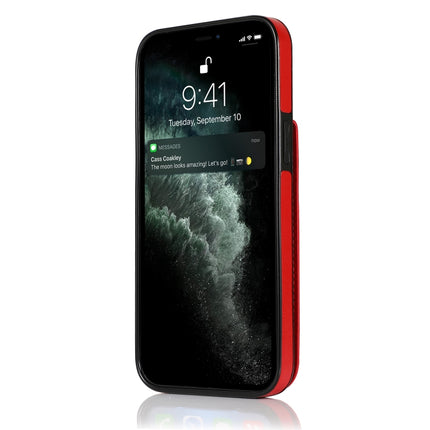 Solid Color PC + TPU Protective Case with Holder & Card Slots For iPhone 12 / 12 Pro(Red)-garmade.com