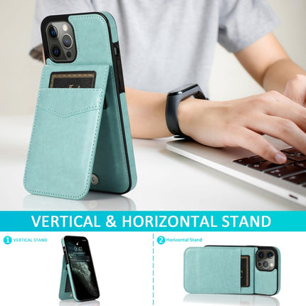 Solid Color PC + TPU Protective Case with Holder & Card Slots For iPhone 12 / 12 Pro(Green)-garmade.com
