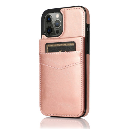 Solid Color PC + TPU Protective Case with Holder & Card Slots For iPhone 12 / 12 Pro(Rose Gold)-garmade.com