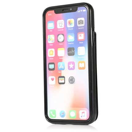 Solid Color PC + TPU Protective Case with Holder & Card Slots For iPhone XS Max(Black)-garmade.com