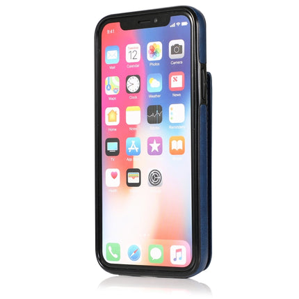 Solid Color PC + TPU Protective Case with Holder & Card Slots For iPhone XS Max(Blue)-garmade.com