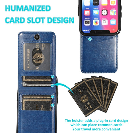 Solid Color PC + TPU Protective Case with Holder & Card Slots For iPhone XS Max(Blue)-garmade.com