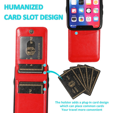 Solid Color PC + TPU Protective Case with Holder & Card Slots For iPhone XS Max(Red)-garmade.com