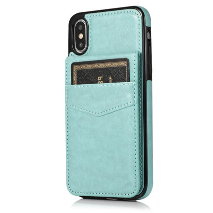 Solid Color PC + TPU Protective Case with Holder & Card Slots For iPhone XS Max(Green)-garmade.com