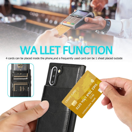 For Samsung Galaxy Note10 Solid Color PC + TPU Protective Case with Holder & Card Slots(Black)-garmade.com