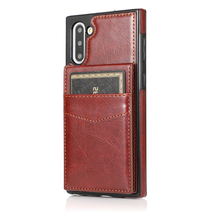 For Samsung Galaxy Note10 Solid Color PC + TPU Protective Case with Holder & Card Slots(Brown)-garmade.com