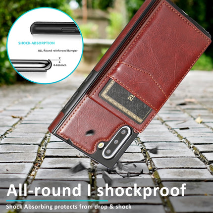 For Samsung Galaxy Note10 Solid Color PC + TPU Protective Case with Holder & Card Slots(Brown)-garmade.com