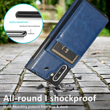 For Samsung Galaxy Note10 Solid Color PC + TPU Protective Case with Holder & Card Slots(Blue)-garmade.com