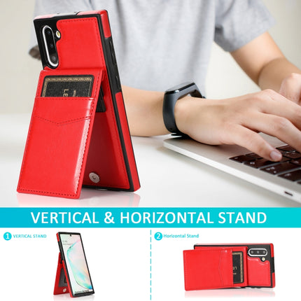 For Samsung Galaxy Note10 Solid Color PC + TPU Protective Case with Holder & Card Slots(Red)-garmade.com