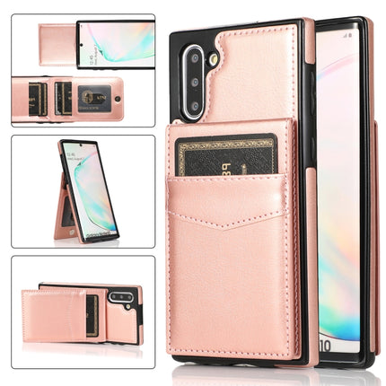 For Samsung Galaxy Note10 Solid Color PC + TPU Protective Case with Holder & Card Slots(Rose Gold)-garmade.com