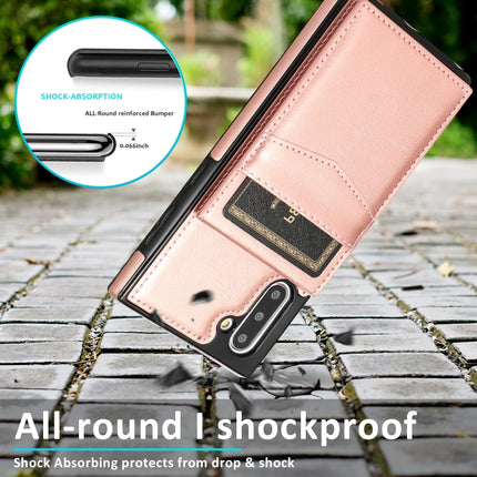 For Samsung Galaxy Note10 Solid Color PC + TPU Protective Case with Holder & Card Slots(Rose Gold)-garmade.com