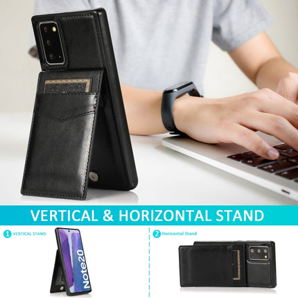 For Samsung Galaxy Note20 Solid Color PC + TPU Protective Case with Holder & Card Slots(Black)-garmade.com