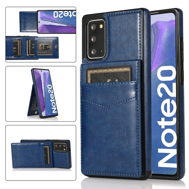 For Samsung Galaxy Note20 Solid Color PC + TPU Protective Case with Holder & Card Slots(Blue)-garmade.com