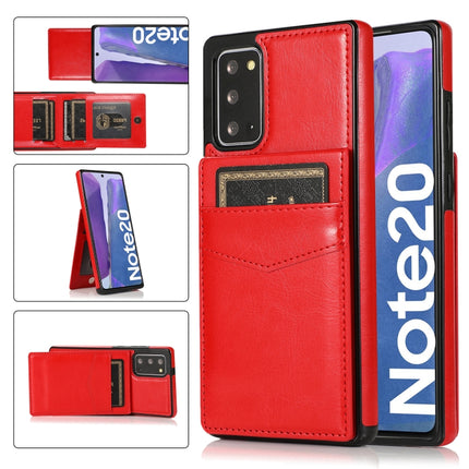 For Samsung Galaxy Note20 Solid Color PC + TPU Protective Case with Holder & Card Slots(Red)-garmade.com