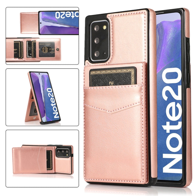 For Samsung Galaxy Note20 Solid Color PC + TPU Protective Case with Holder & Card Slots(Rose Gold)-garmade.com