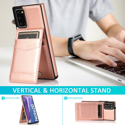 For Samsung Galaxy Note20 Solid Color PC + TPU Protective Case with Holder & Card Slots(Rose Gold)-garmade.com
