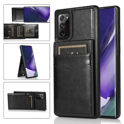 For Samsung Galaxy Note20 Ultra Solid Color PC + TPU Protective Case with Holder & Card Slots(Black)-garmade.com