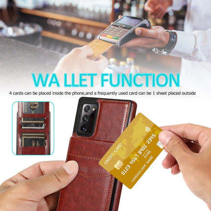 For Samsung Galaxy Note20 Ultra Solid Color PC + TPU Protective Case with Holder & Card Slots(Brown)-garmade.com
