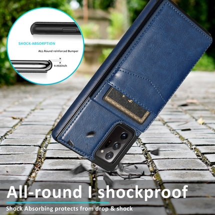 For Samsung Galaxy Note20 Ultra Solid Color PC + TPU Protective Case with Holder & Card Slots(Blue)-garmade.com
