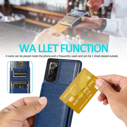For Samsung Galaxy Note20 Ultra Solid Color PC + TPU Protective Case with Holder & Card Slots(Blue)-garmade.com