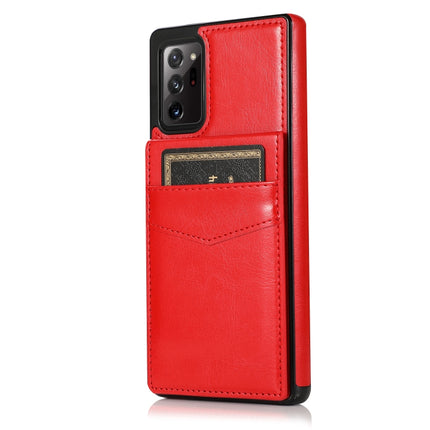 For Samsung Galaxy Note20 Ultra Solid Color PC + TPU Protective Case with Holder & Card Slots(Red)-garmade.com