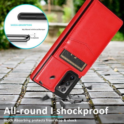 For Samsung Galaxy Note20 Ultra Solid Color PC + TPU Protective Case with Holder & Card Slots(Red)-garmade.com
