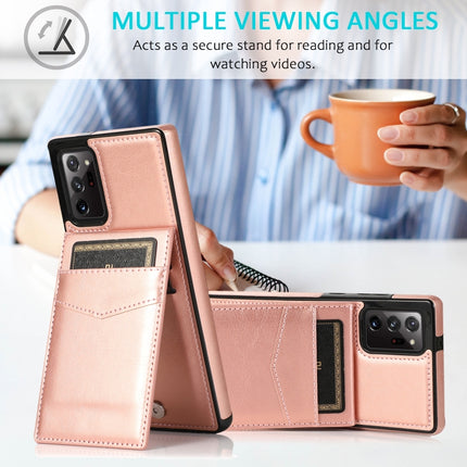 For Samsung Galaxy Note20 Ultra Solid Color PC + TPU Protective Case with Holder & Card Slots(Rose Gold)-garmade.com